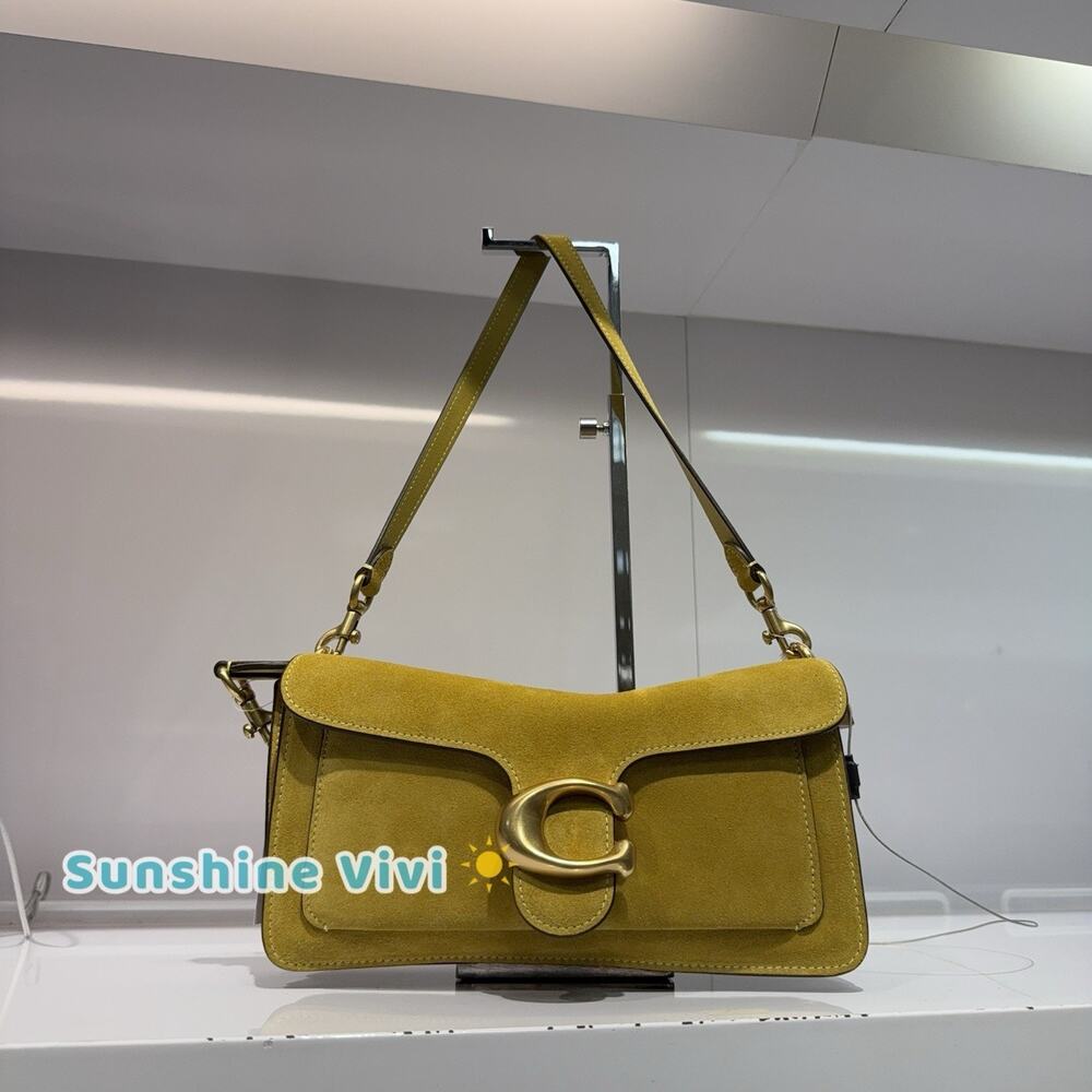 NWT Coach Suede Tabby Shoulder Bag 26 CEN52 Brass/Light Citron - Picture 1 of 13